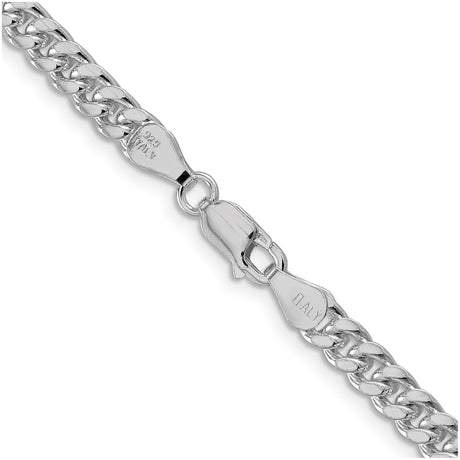 925 White Gold 5 mm Curb Chain Necklace, Polished alternate angle