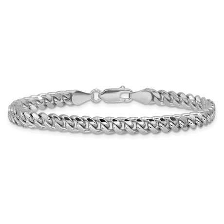 925 White Gold 5 mm Curb Chain Bracelet, Polished alternate angle
