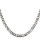 925 White Gold 6 mm Curb Chain Necklace, Polished