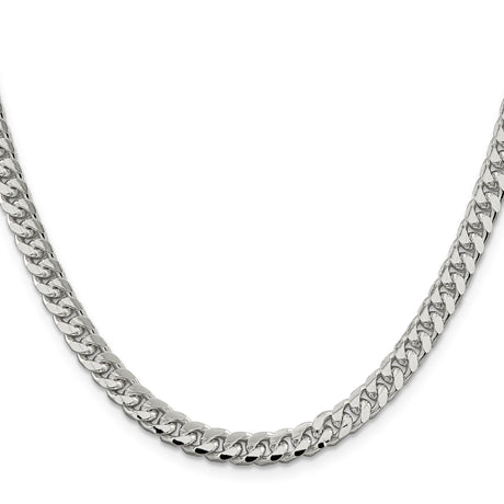 925 White Gold 6 mm Curb Chain Necklace, Polished