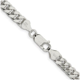 925 White Gold 6 mm Curb Chain Necklace, Polished alternate angle