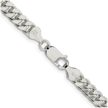 925 White Gold 6 mm Curb Chain Necklace, Polished alternate angle