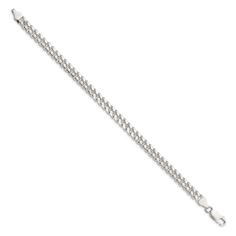 925 White Gold 6 mm Curb Chain Bracelet, Polished