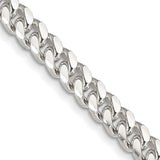 925 White Gold 6 mm Curb Chain Necklace, Polished detail view