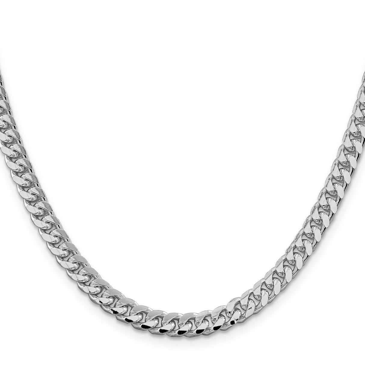 925 White Gold 6 mm Curb Chain Necklace, Polished