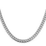 925 White Gold 6 mm Curb Chain Necklace, Polished