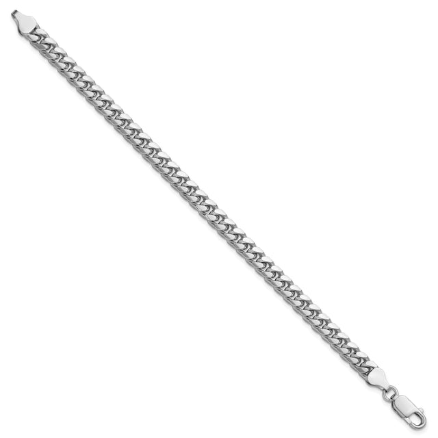 925 White Gold 6 mm Curb Chain Bracelet, Polished