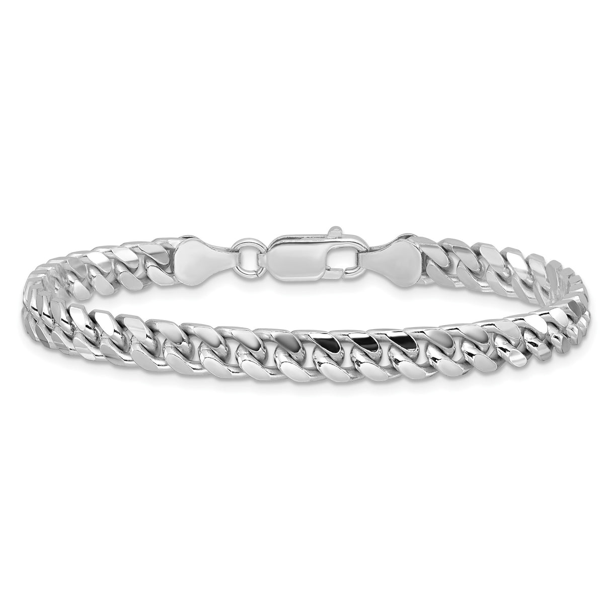 925 White Gold 6 mm Curb Chain Bracelet, Polished alternate angle