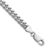 925 White Gold 6 mm Curb Chain Bracelet, Polished detail view