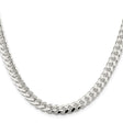 925 White Gold 7 mm Curb Chain Necklace, Polished