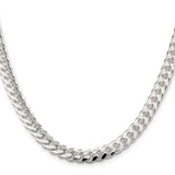 925 White Gold 7 mm Curb Chain Necklace, Polished