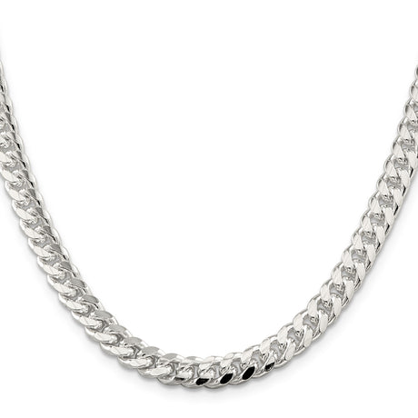 925 White Gold 7 mm Curb Chain Necklace, Polished
