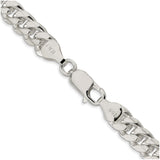 925 White Gold 7 mm Curb Chain Necklace, Polished alternate angle