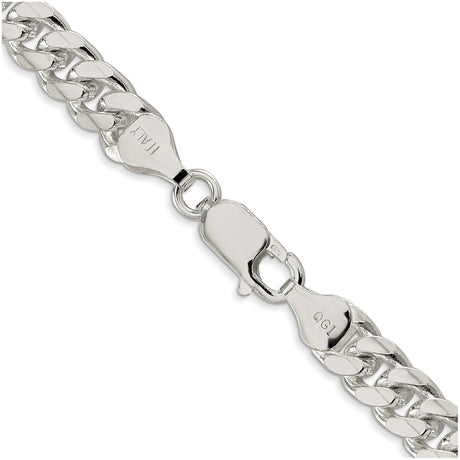 925 White Gold 7 mm Curb Chain Necklace, Polished alternate angle