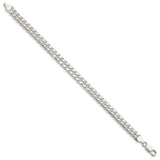 925 White Gold 7 mm Curb Chain Bracelet, Polished