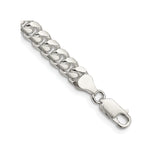 925 White Gold 7 mm Curb Chain Bracelet, Polished shown for scale