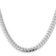 925 White Gold 7 mm Curb Chain Necklace, Polished