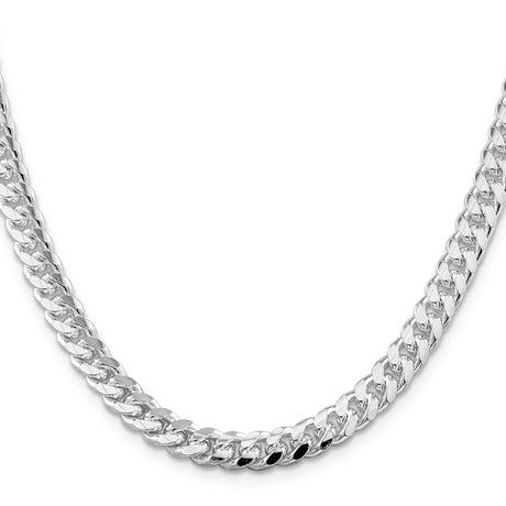 925 White Gold 7 mm Curb Chain Necklace, Polished