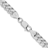 925 White Gold 7 mm Curb Chain Necklace, Polished alternate angle