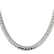 925 White Gold 7.35 mm Curb Chain Necklace, Polished
