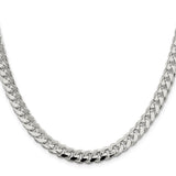 925 White Gold 7.35 mm Curb Chain Necklace, Polished