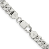 925 White Gold 7.35 mm Curb Chain Necklace, Polished alternate angle