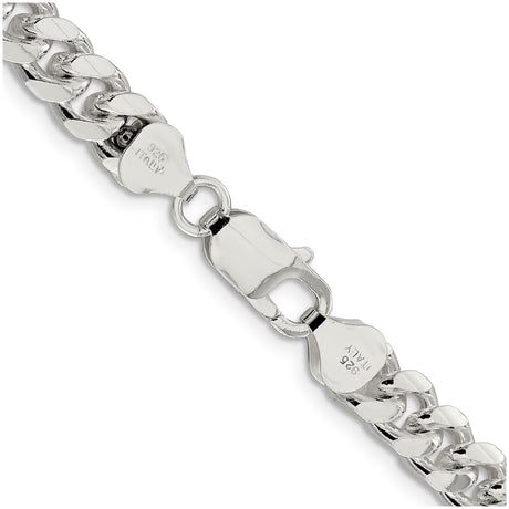 925 White Gold 7.35 mm Curb Chain Necklace, Polished alternate angle