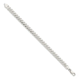925 White Gold 7.35 mm Curb Chain Anklet, Polished
