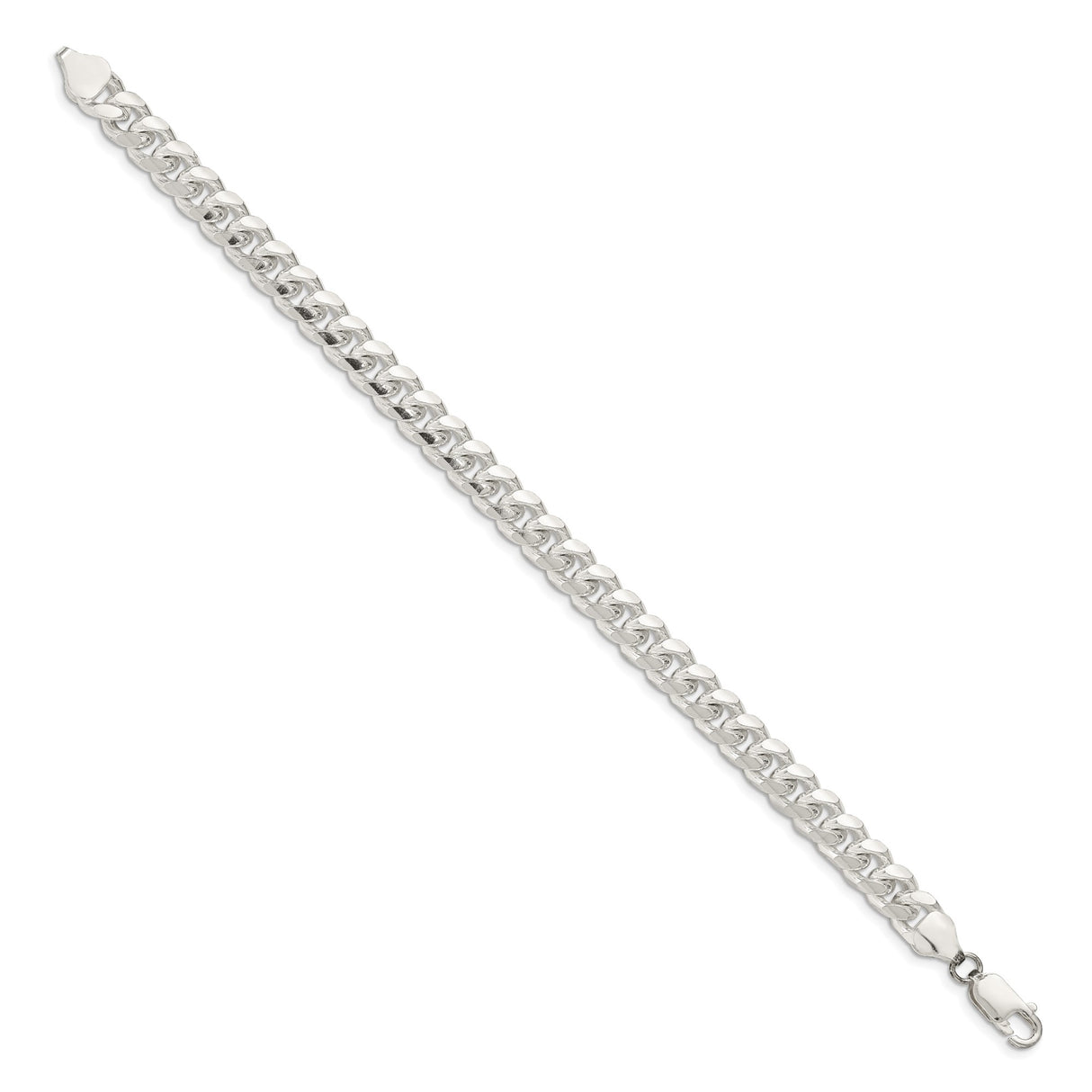 925 White Gold 7.35 mm Curb Chain Bracelet, Polished