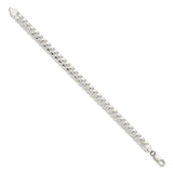 925 White Gold 7.35 mm Curb Chain Bracelet, Polished