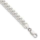 925 White Gold 7.35 mm Curb Chain Bracelet, Polished shown for scale