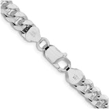 925 White Gold 7.35 mm Curb Chain Necklace, Polished alternate angle