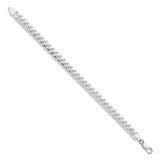 925 White Gold 7.35 mm Curb Chain Bracelet, Polished
