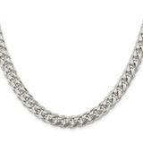 925 White Gold 8.5 mm Curb Chain Necklace, Polished