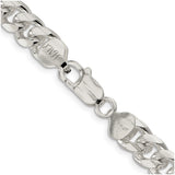 925 White Gold 8.5 mm Curb Chain Necklace, Polished alternate angle