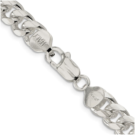925 White Gold 8.5 mm Curb Chain Necklace, Polished alternate angle