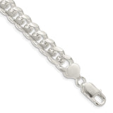 925 White Gold 8.5 mm Curb Chain Bracelet, Polished shown for scale