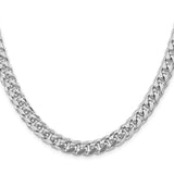 925 White Gold 8.5 mm Curb Chain Necklace, Polished