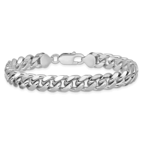 925 White Gold 8.5 mm Curb Chain Anklet, Polished alternate angle