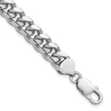 925 White Gold 8.5 mm Curb Chain Bracelet, Polished shown for scale
