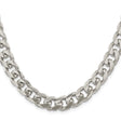 925 White Gold 10.5 mm Curb Chain Necklace, Polished