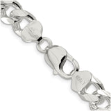 925 White Gold 10.5 mm Curb Chain Necklace, Polished alternate angle