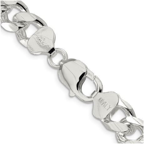 925 White Gold 10.5 mm Curb Chain Necklace, Polished alternate angle