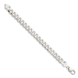 925 White Gold 10.5 mm Curb Chain Bracelet, Polished