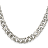 925 White Gold 10.5 mm Curb Chain Necklace, Polished