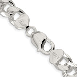 925 White Gold 10.5 mm Curb Chain Necklace, Polished alternate angle