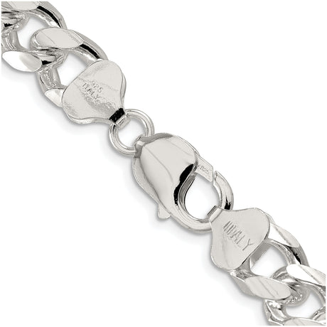 925 White Gold 10.5 mm Curb Chain Necklace, Polished alternate angle