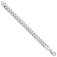 925 White Gold 10.5 mm Curb Chain Anklet, Polished