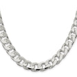 925 White Gold 11 mm Curb Chain Necklace, Polished