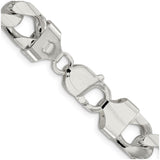 925 White Gold 11 mm Curb Chain Necklace, Polished alternate angle